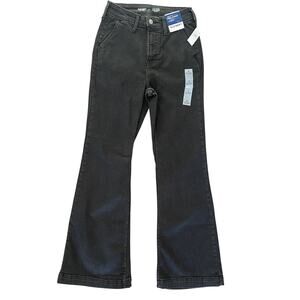 Old Navy Jeans Womens Sz 2 NEW Extra High Rise Flare Trouser Stretch Black Denim
